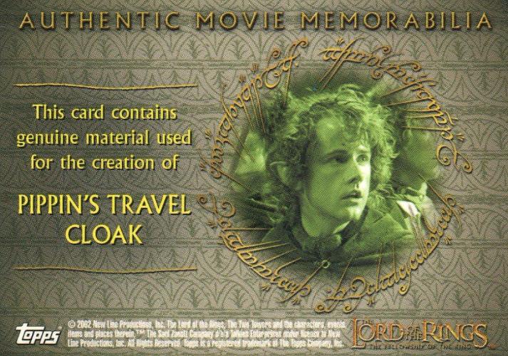 Lord of the Rings Fellowship Update Pippin's Travel Cloak Costume Card   - TvMovieCards.com