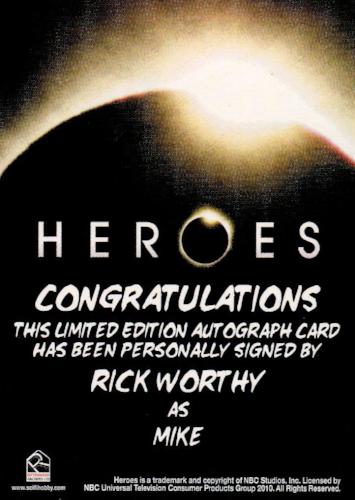 Heroes Archives Rick Worthy as Mike Autograph Card   - TvMovieCards.com