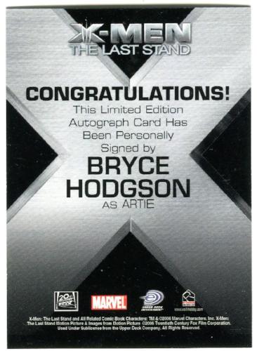 X-Men The Last Stand Autograph Card Bryce Hodgson as Artie   - TvMovieCards.com