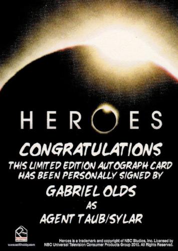 Heroes Archives Gabriel Olds as Agent Taub Sylar Autograph Card   - TvMovieCards.com
