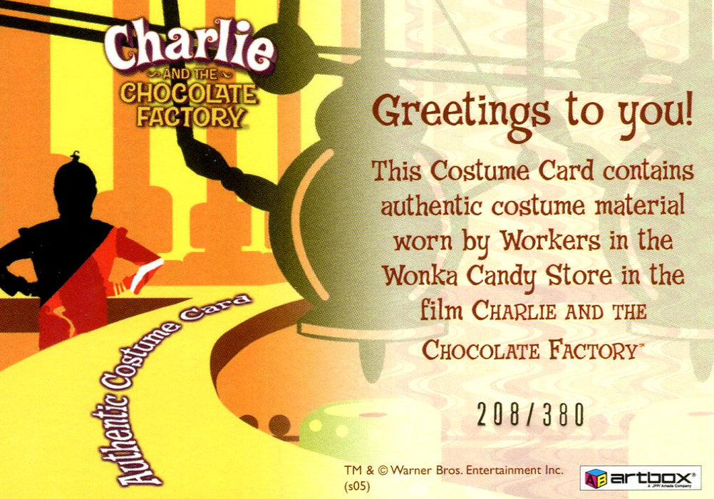 Charlie & Chocolate Factory Wonka Candy Store Workers Costume Card #208/380   - TvMovieCards.com