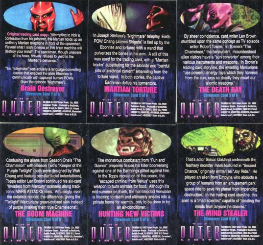Outer Limits 1997 Chromium Chase Card Set 6 Cards   - TvMovieCards.com