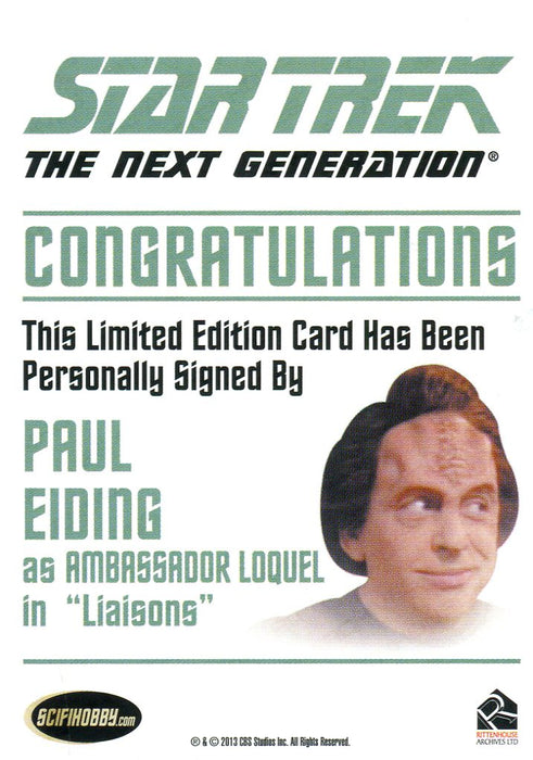 Star Trek TNG Heroes & Villains Paul Eiding Autograph Card   - TvMovieCards.com
