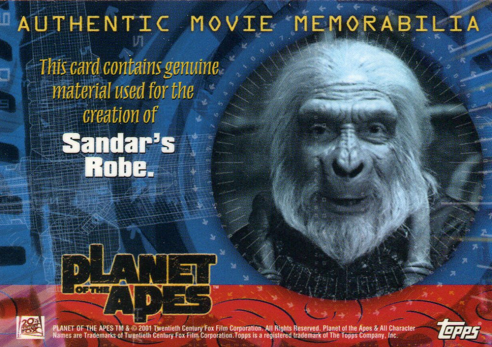 Planet of the Apes Movie Sandar's Robe Memorabilia Costume Card Topps 2001   - TvMovieCards.com
