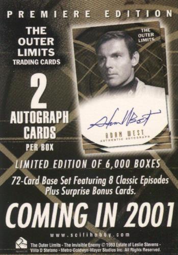 Outer Limits Premiere Edition Promo Card (2 Autograph Cards Back)   - TvMovieCards.com