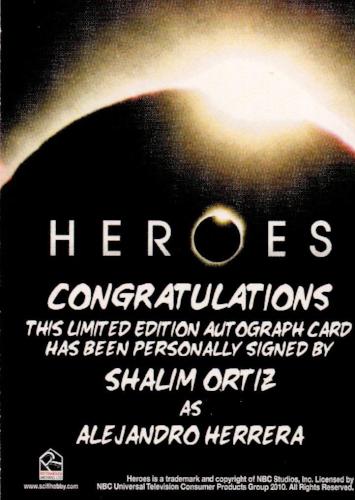 Heroes Archives Shalim Ortiz as Alejandro Herrera Autograph Card   - TvMovieCards.com