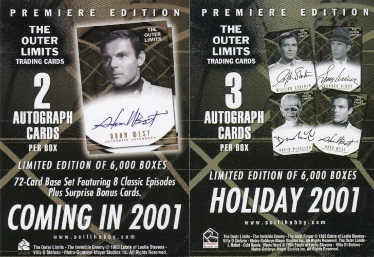 Outer Limits Premiere Edition Promo Card Lot 2 Cards   - TvMovieCards.com