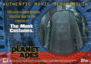 Planet of the Apes Movie The Monk Memorabilia Costume Card Topps 2001   - TvMovieCards.com