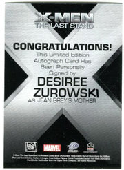 X-Men The Last Stand Autograph Card Desiree Zurowski as Jean Grey's Mother   - TvMovieCards.com