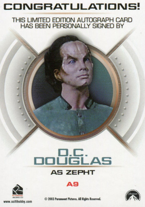 Star Trek Enterprise Season Two 2 Autograph Card D.C. Douglas Zepht A9   - TvMovieCards.com