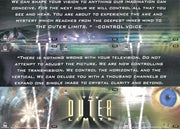 Outer Limits Sex, Cyborgs & Science Fiction Opening Monologue Chase Card Set   - TvMovieCards.com