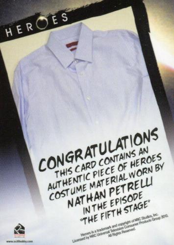 Heroes Archives Nathan Petrelli Costume Card   - TvMovieCards.com