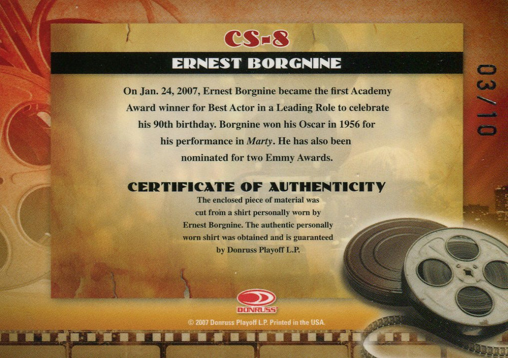 Americana Cinema Stars Ernest Borgnine Limited Costume Card CS-8 #03/10   - TvMovieCards.com