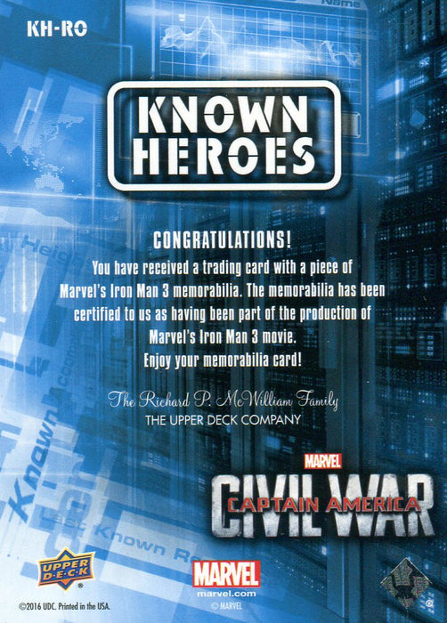 Captain America Civil War Movie Retail Col. Rhodey Rhodes Costume Card KH-RO   - TvMovieCards.com