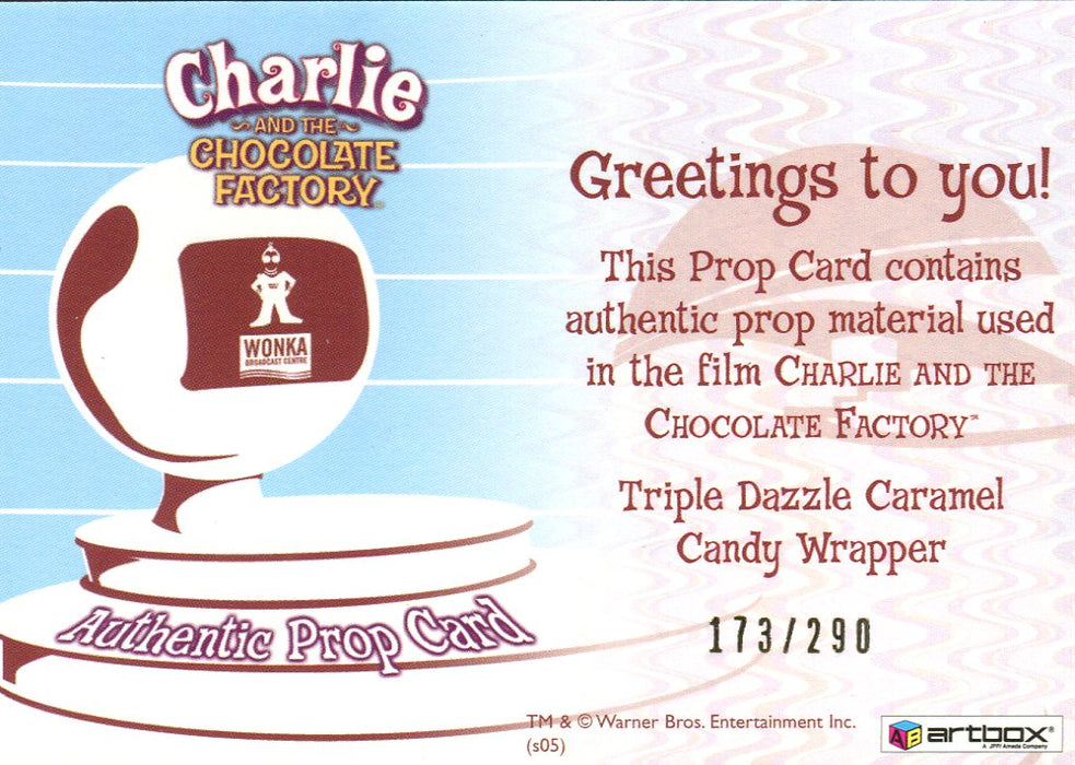 Charlie & Chocolate Factory Dazzle Caramel Candy Wrapper Prop Card #173/290   - TvMovieCards.com