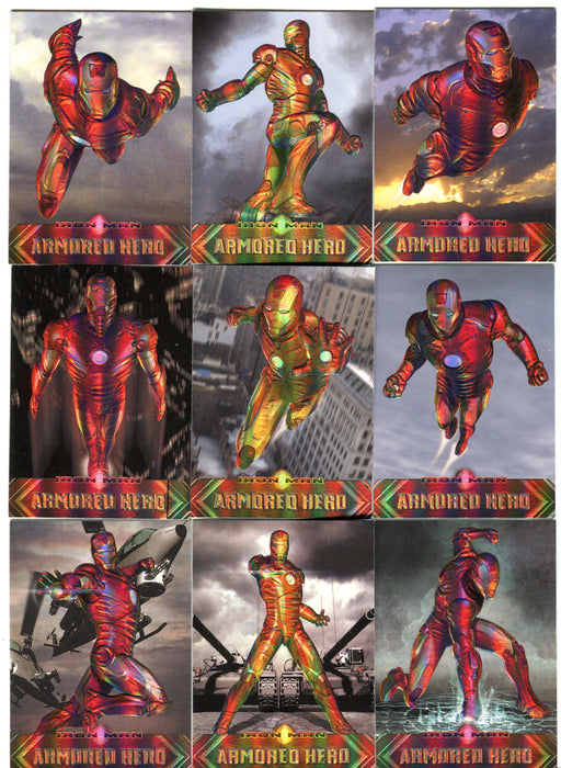 2008 Iron Man Movie - Armored Hero H1-H9 Insert Chase Trading Card Set   - TvMovieCards.com