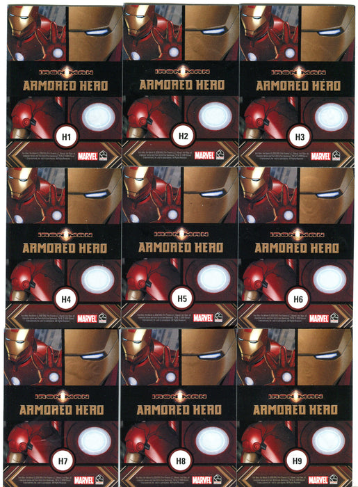 2008 Iron Man Movie - Armored Hero H1-H9 Insert Chase Trading Card Set   - TvMovieCards.com