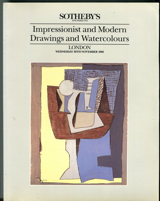 Sothebys Auction Catalog November 30 1988 Impressionist Modern Drawings   - TvMovieCards.com