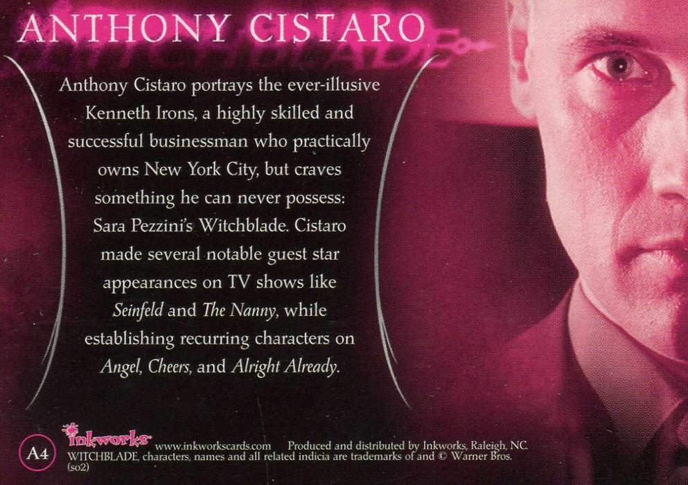 Witchblade Season 1 Anthony Cistaro as Kenneth Irons Autograph Card A4   - TvMovieCards.com