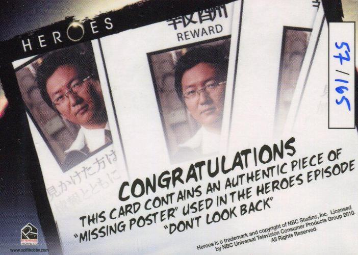 Heroes Archives Limited Edition Missing Poster Prop Card #57/165   - TvMovieCards.com