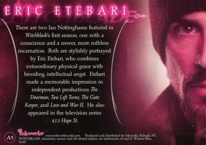 Witchblade Season 1 Eric Etebari as Ian Nottingham Autograph Card A5   - TvMovieCards.com