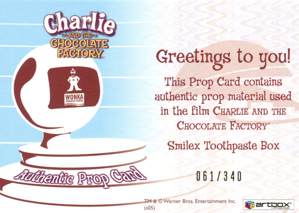 Charlie & Chocolate Factory Smilex Toothpaste Box Prop Card #061/340   - TvMovieCards.com