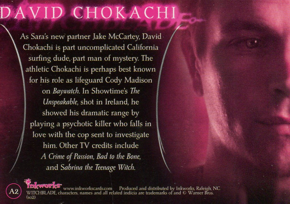 Witchblade Season 1 David Chokachi as Jake McCartey Autograph Card A2   - TvMovieCards.com