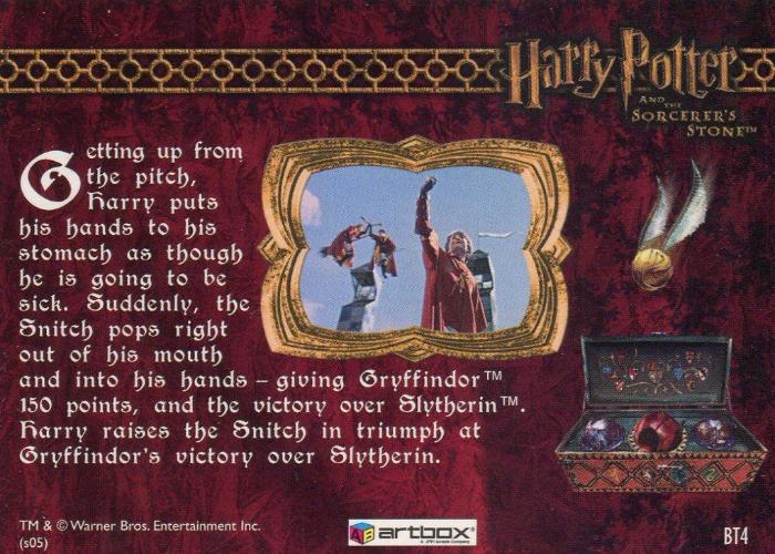 Harry Potter and the Sorcerer's Stone Box Topper Chase Card BT4   - TvMovieCards.com
