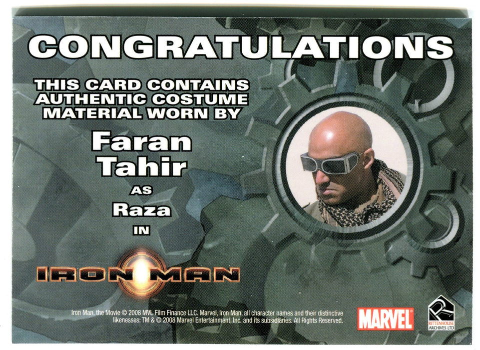2008 Iron Man Movie Faran Tahir as Raza (Olive Jacket) Costume Trading Card   - TvMovieCards.com
