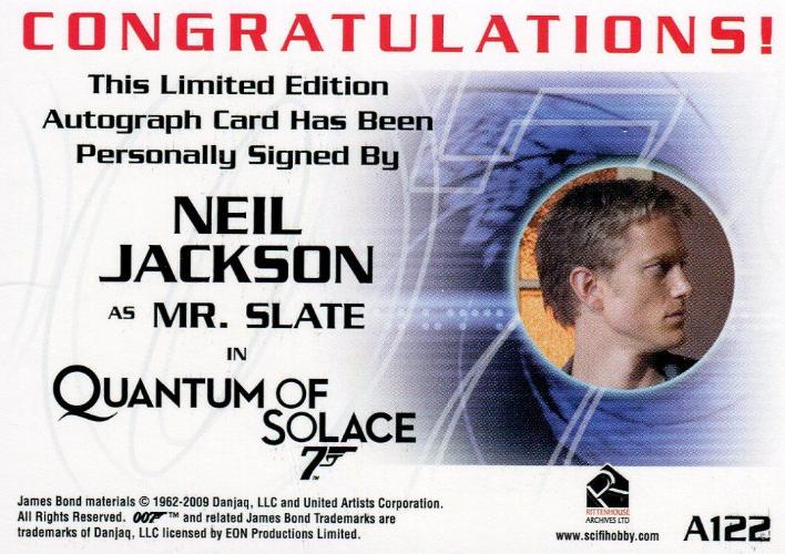 James Bond 2009 Archives Neil Jackson Autograph Card A122   - TvMovieCards.com