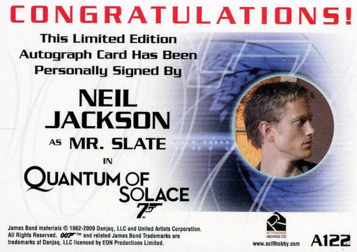 James Bond 2009 Archives Neil Jackson Autograph Card A122   - TvMovieCards.com