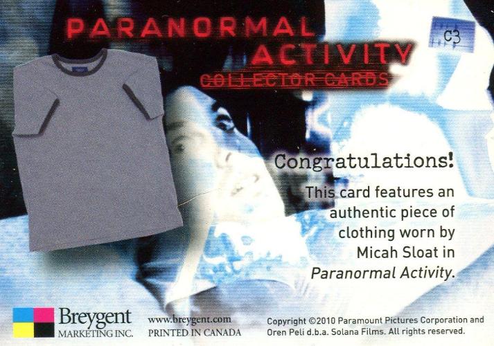 Paranormal Activity Movie Micah Sloat Costume Card C3   - TvMovieCards.com
