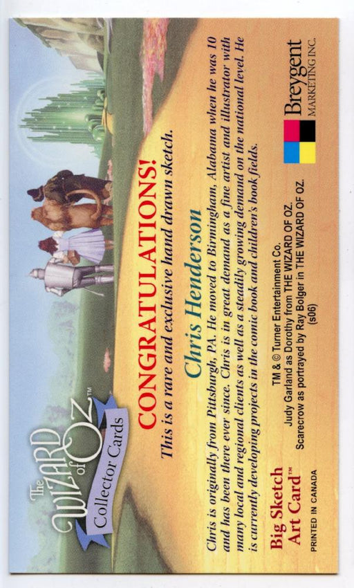 Wizard of Oz (3" x 5") Autograph Sketch Card Chris Henderson Tin Man   - TvMovieCards.com