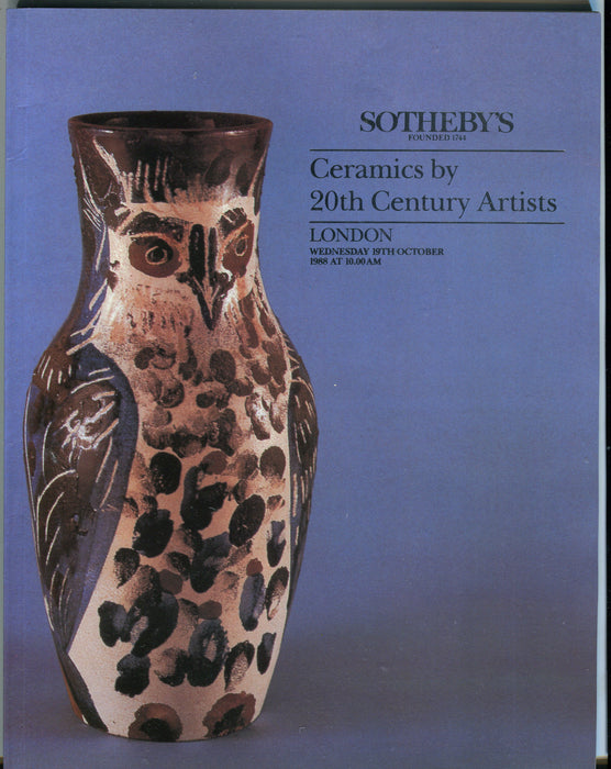 Sothebys Auction Catalog October 19 1988 Ceramics by 20th Century Artists   - TvMovieCards.com