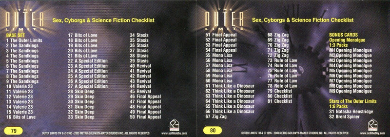 Outer Limits Sex, Cyborgs & Science Fiction Base Card Set 81 Cards   - TvMovieCards.com