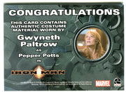 2008 Iron Man Movie Gwyneth Paltrow as Pepper Potts (Black Jacket) Costume Card   - TvMovieCards.com