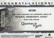 James Bond 2009 Archives General Medrano's Jacket Relic Card QC06 #636/850   - TvMovieCards.com