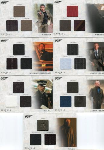 James Bond Autographs & Relics Triple Relic Costume Card Set STC1 thru STC7   - TvMovieCards.com