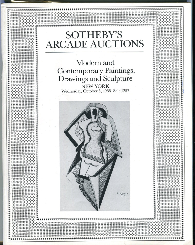 Sothebys Arcade Auction Catalog October 5 1988 Modern & Contemporary Paintings   - TvMovieCards.com