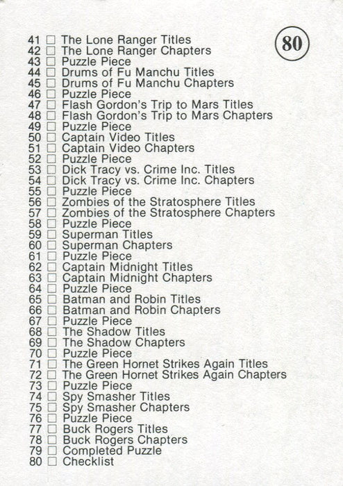 Saturday Serials Series 2 Trading Card Set 40 Cards Epic 1991   - TvMovieCards.com