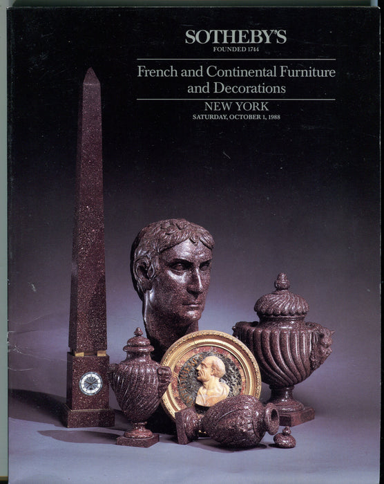 Sothebys Auction Catalog October 1 1988 French & Continental Furniture   - TvMovieCards.com