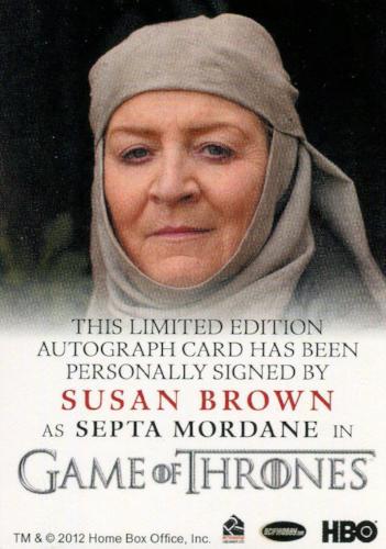Game of Thrones Season 4 Susan Brown as Septa Mordane Autograph Card   - TvMovieCards.com