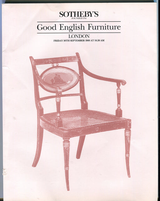 Sothebys Auction Catalog September 30 1988 Good English Furniture   - TvMovieCards.com