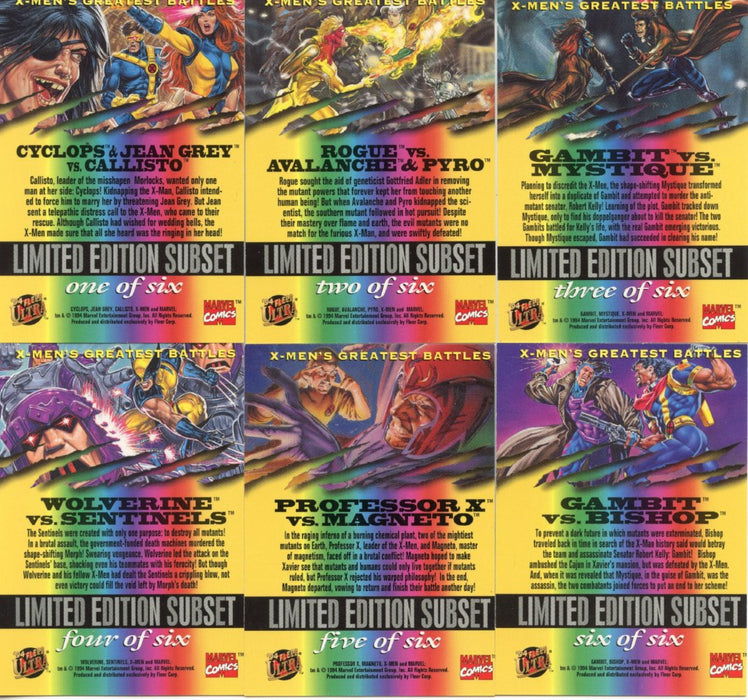 Marvel  X-Men 1994 Fleer Ultra Greatest Battles 6 Chase Card Set   - TvMovieCards.com