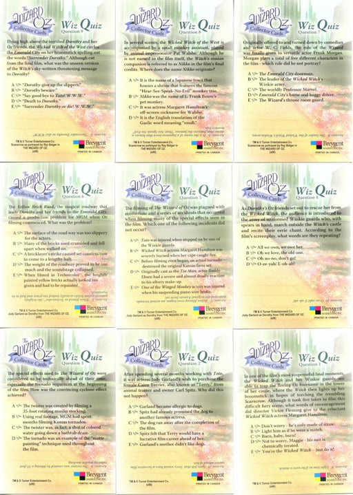 Wizard of Oz 9 Chase Card Set  Breygent Wiz Quiz Foil Puzzle Cards   - TvMovieCards.com