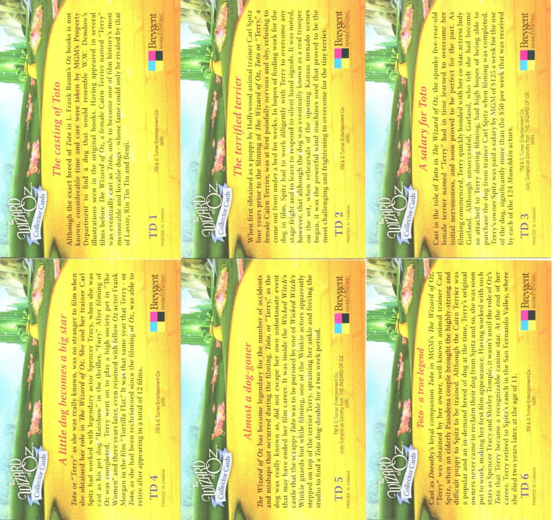 Wizard of Oz 6 Chase Card Set  Breygent Toto Foil Cards TD1-TD6   - TvMovieCards.com