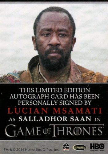 Game of Thrones Season 4 Lucian Msamati as Salladhor Saan Autograph Card   - TvMovieCards.com
