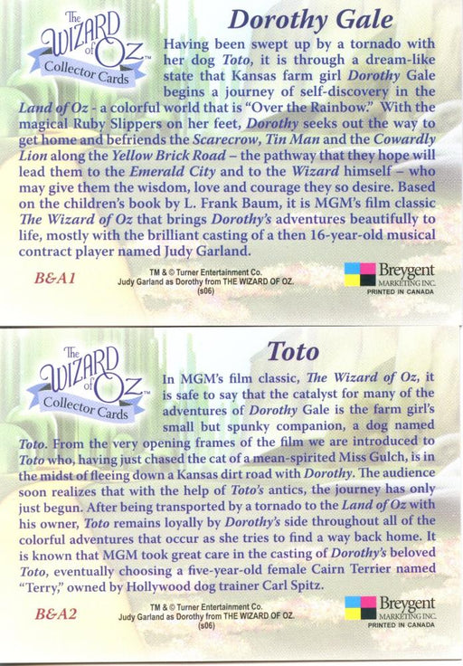 Wizard of Oz - Breygent Before + After Cards B&A1 B&A2 Chase Card Set 2 Cards   - TvMovieCards.com