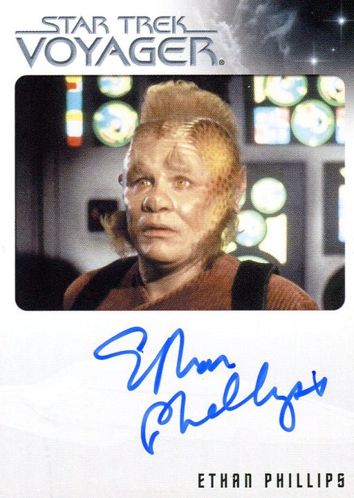 Star Trek Voyager Heroes & Villains Autograph Card Ethan Phillips as Neelix   - TvMovieCards.com