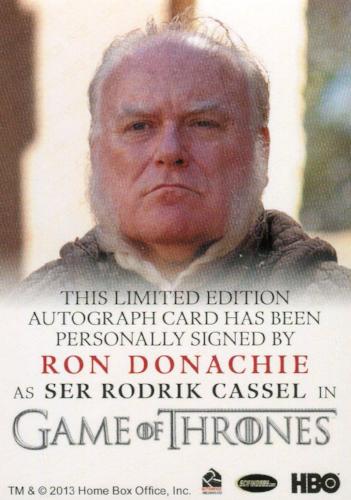 Game of Thrones Season 4 Ron Donachie as Ser Rodrik Cassel Autograph Card   - TvMovieCards.com